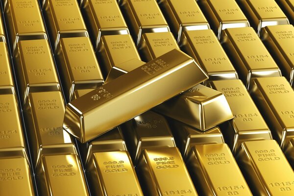 Gran cantidad de lingotes de oro