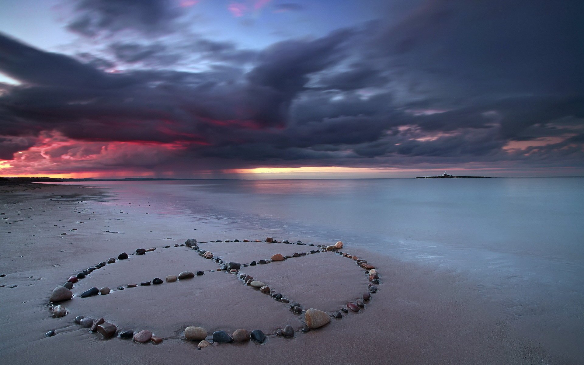 unset sea landscape sign stone