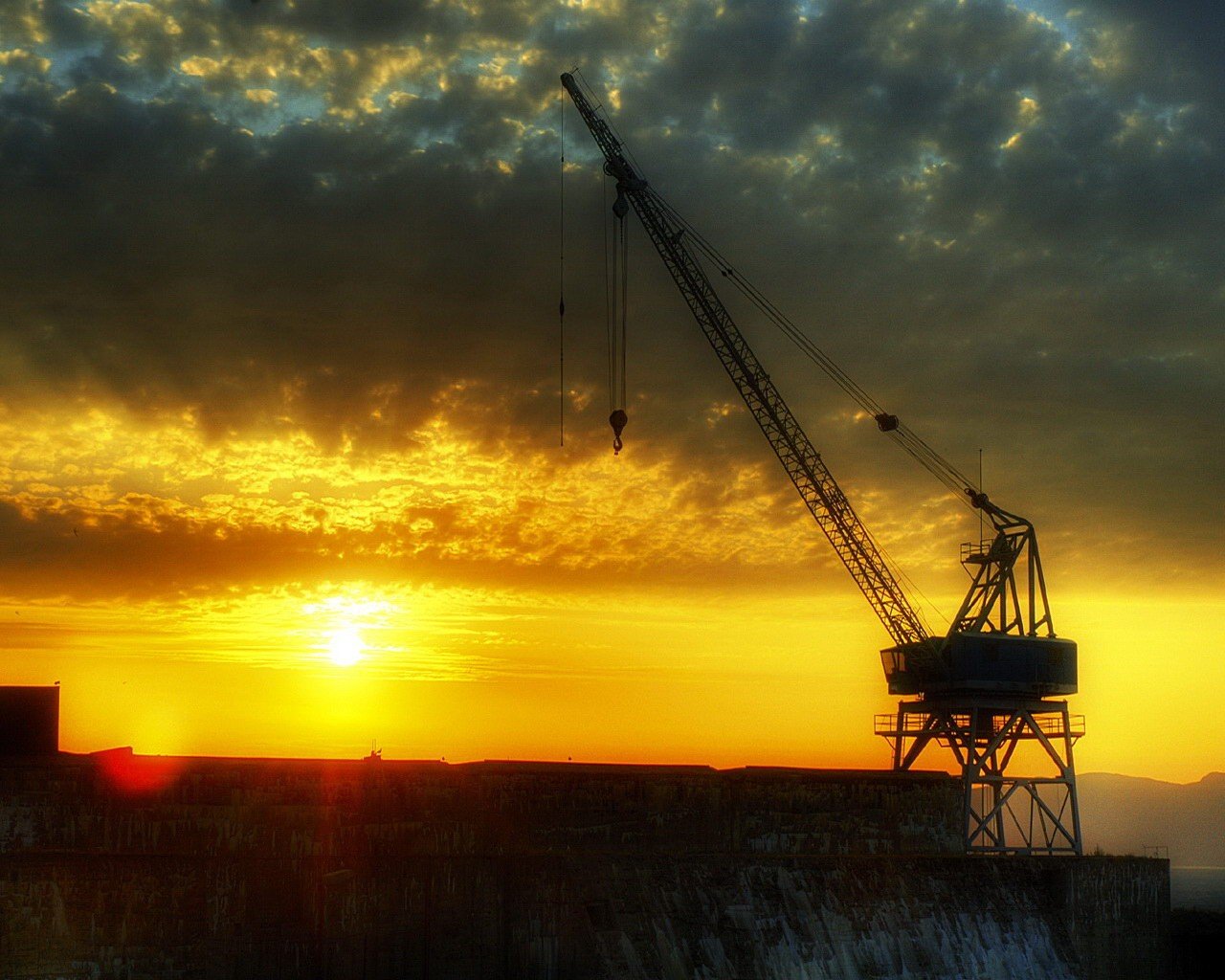 nuages grue coucher de soleil