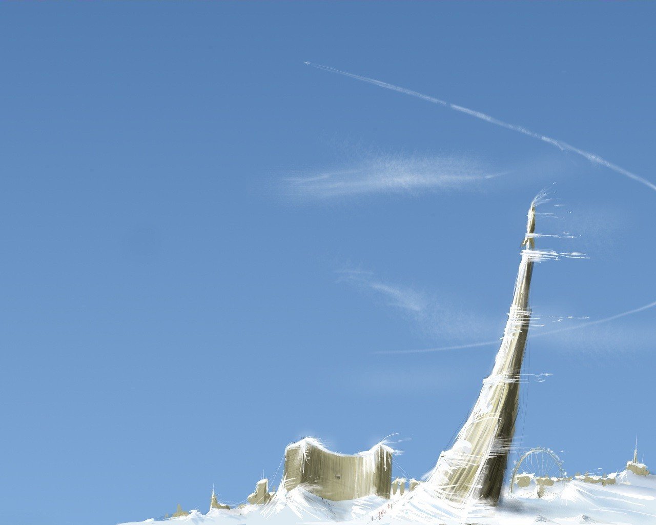 blue winter wind building