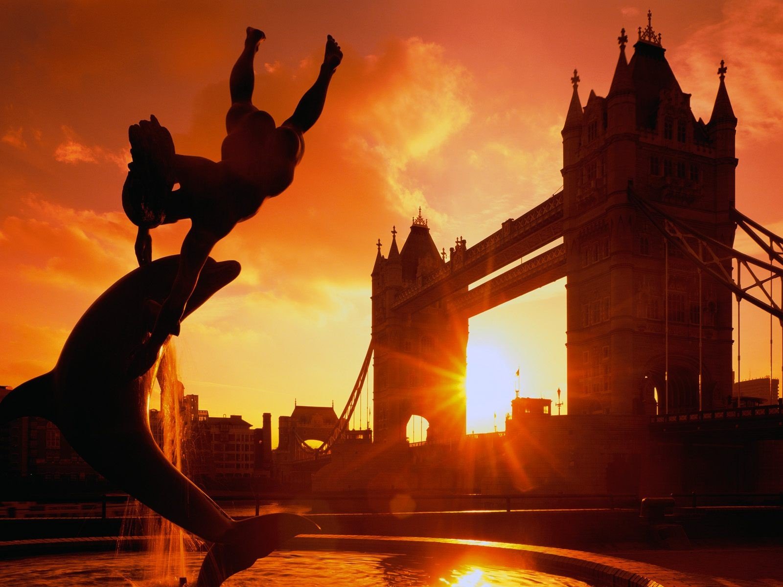 pont angleterre coucher de soleil