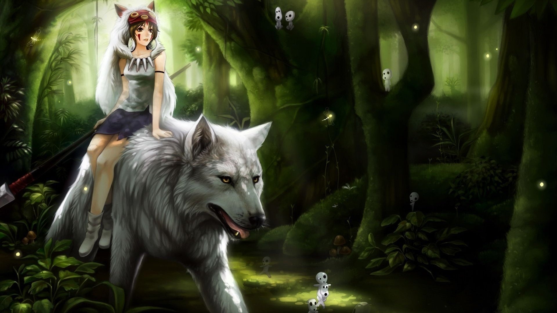 mononoke selvaggio anime principessa lupo ragazza guerriero