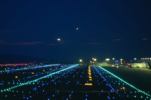 Runway lights at the airport