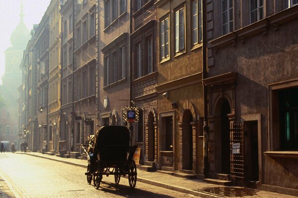 Calle de Varsovia con un carruaje