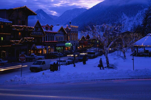 Soirée d hiver pré-vacances dans la ville