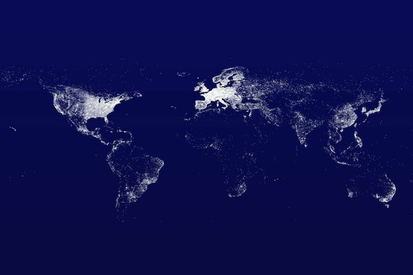 Image schématique des continents sur fond bleu