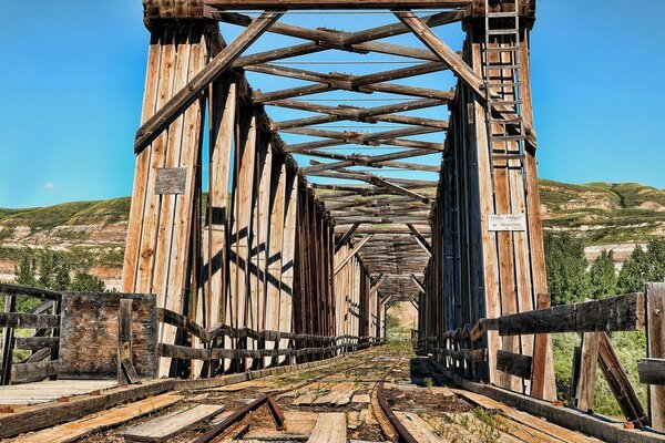 Old railway on the bridge