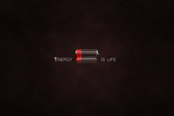 Батарейка на креативном фоне с надписью энергия-это жизнь