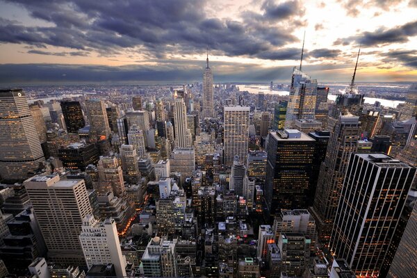 Skyscrapers of New York from a bird s-eye view