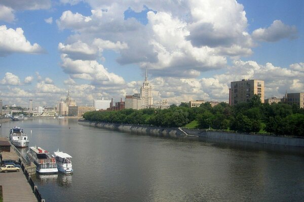 High-rise buildings on the banks of the Moskva River