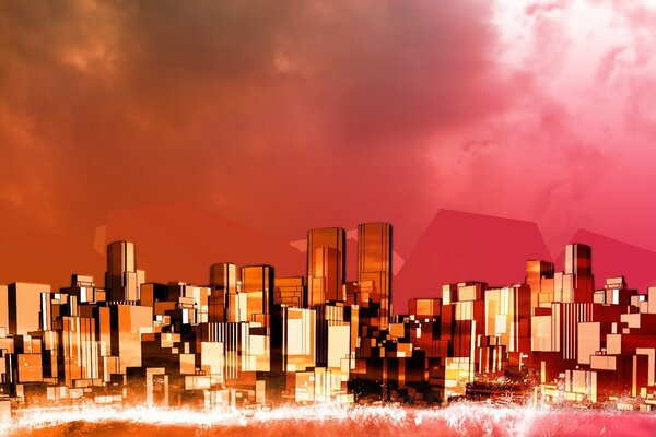 Vector image of a city with skyscrapers