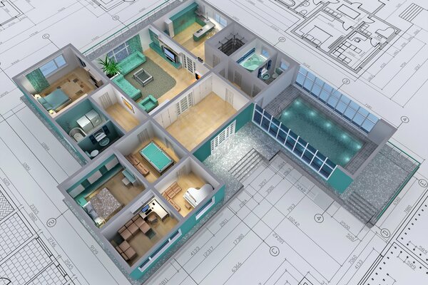 Drawing of the design of the housing of the house