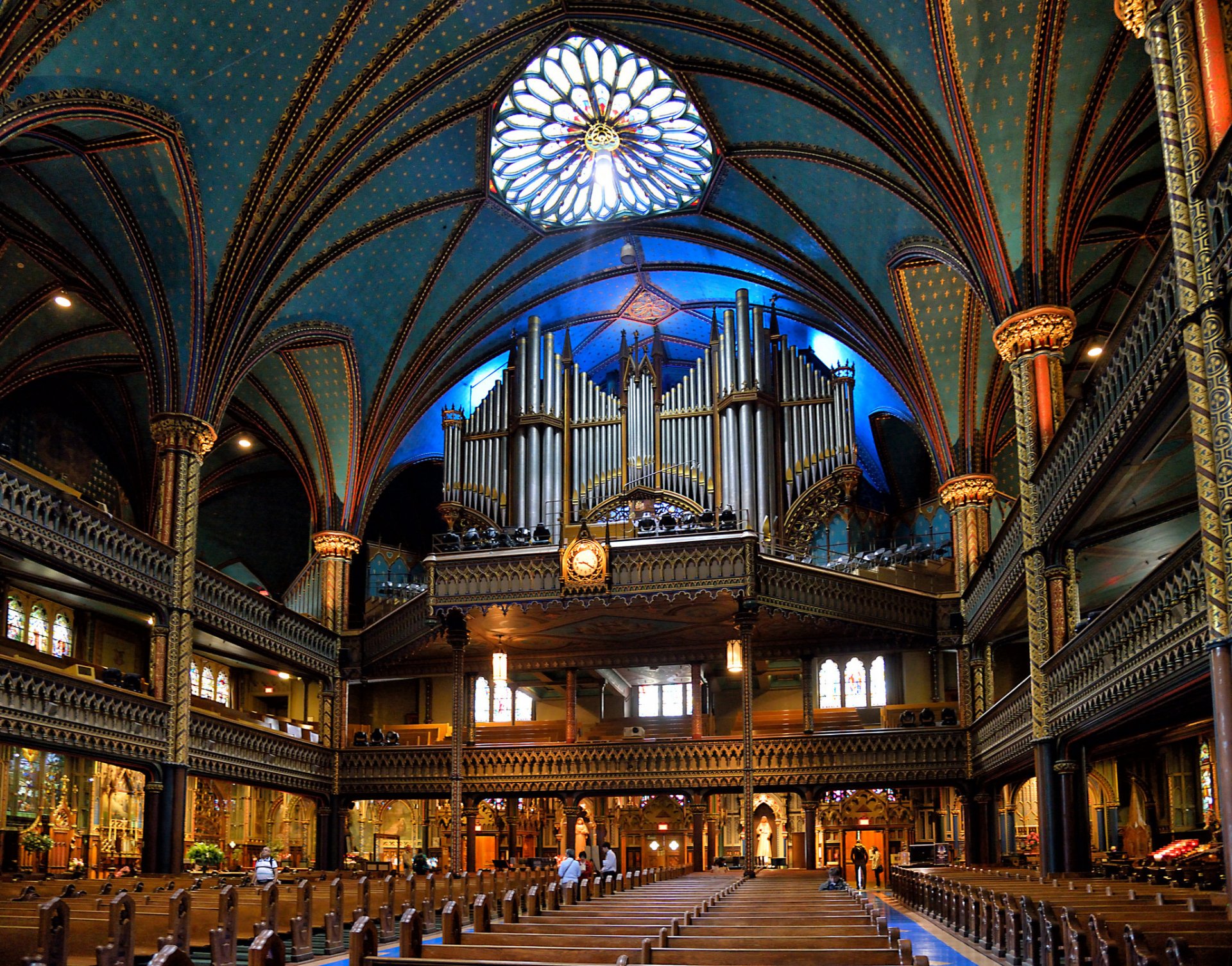 catedral de notre dame de montreal basílica de notre dame de montreal canadá iglesia columna balcón religión órgano