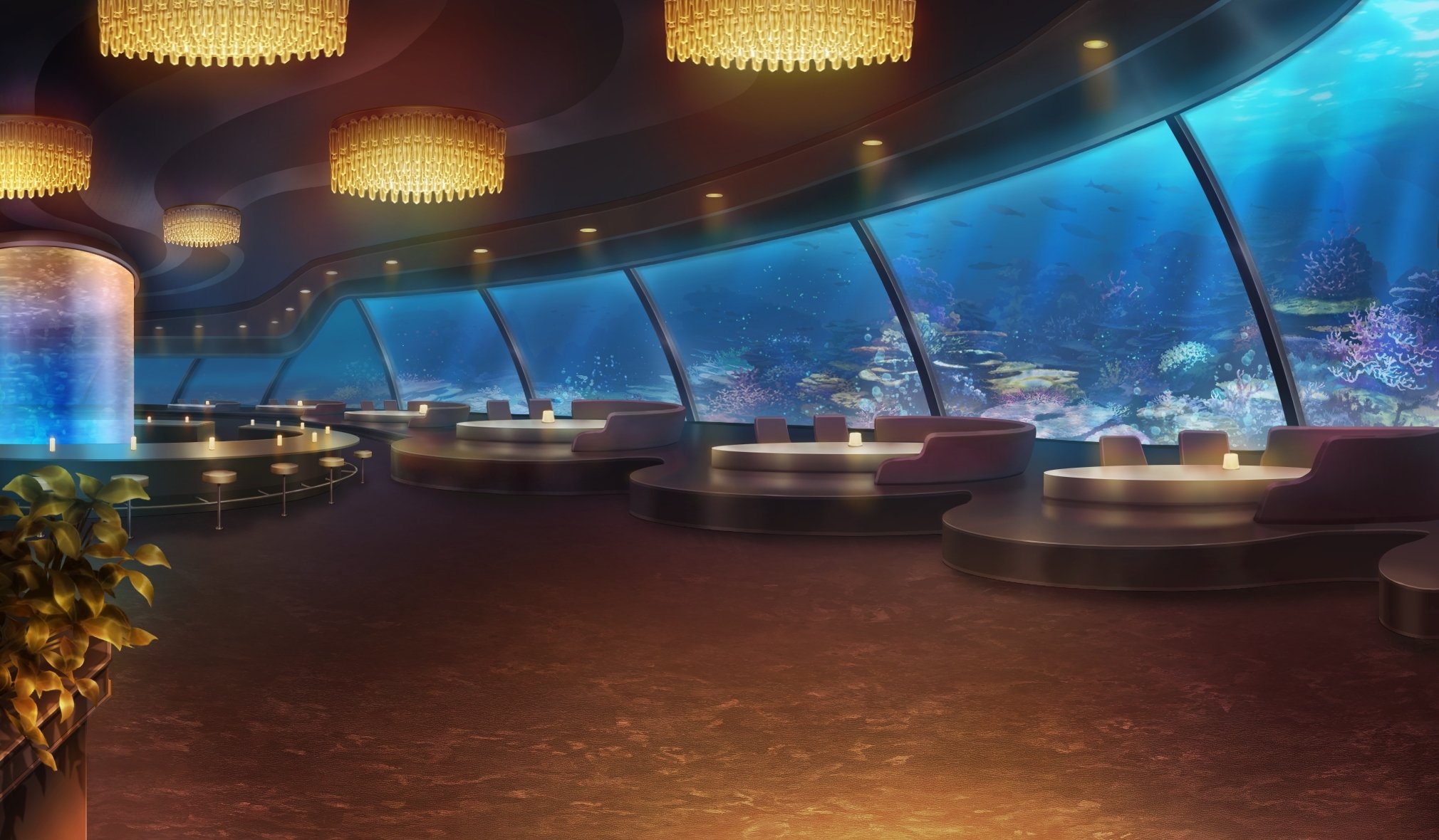 interior style design premises hotel under water restaurant lounge zone