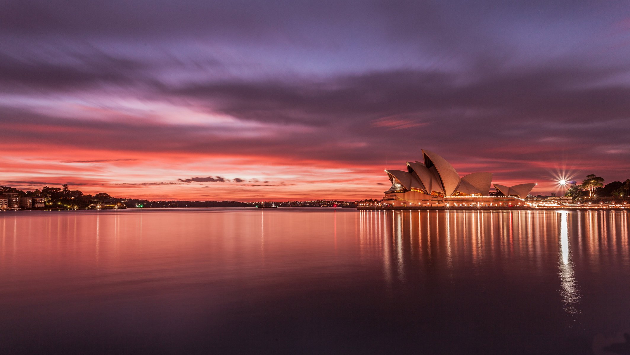 sydney ciudad puesta de sol opera house australia sydney australia