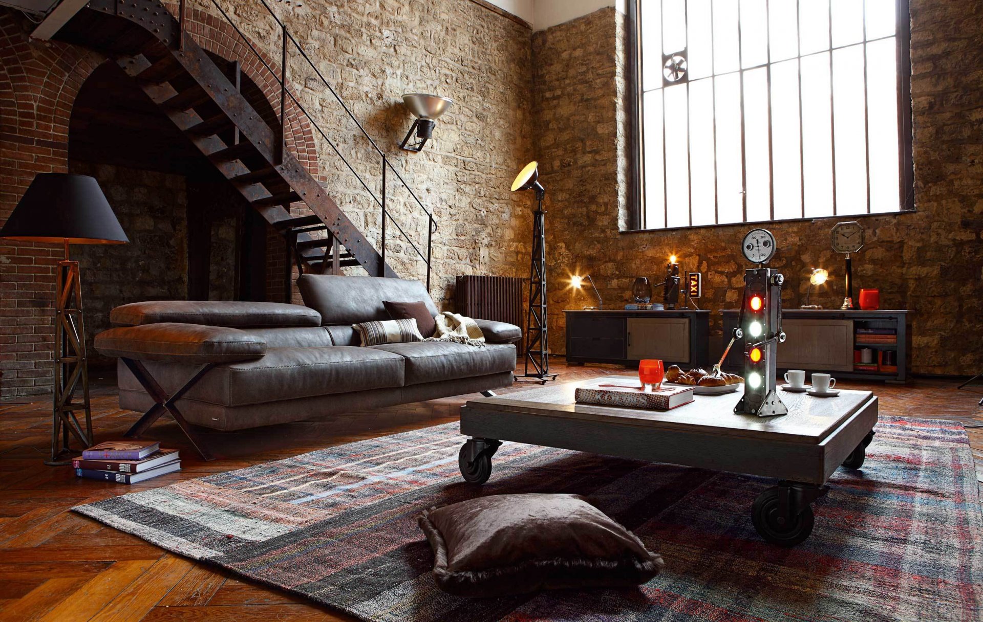 interieur design stil loft wohnzimmer