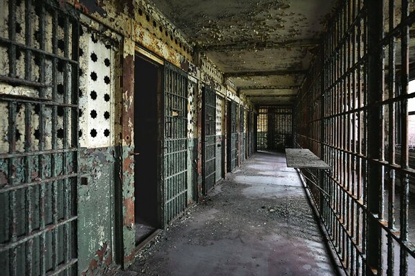 The interior of an abandoned prison in the city