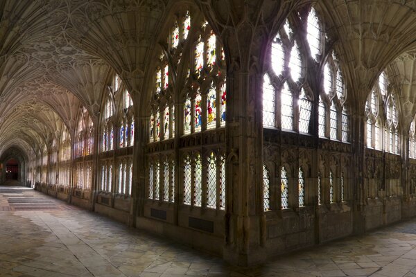 Stained glass windows in the corridor