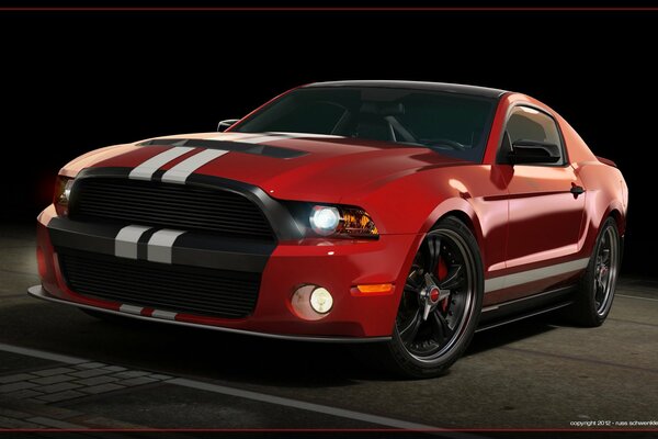 Voiture rouge Mustang en 3d