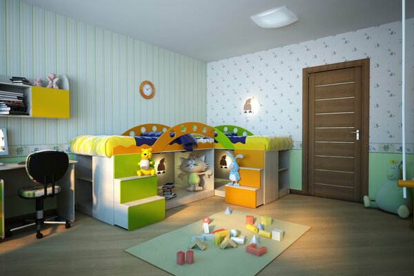 Design of a children s room with toys