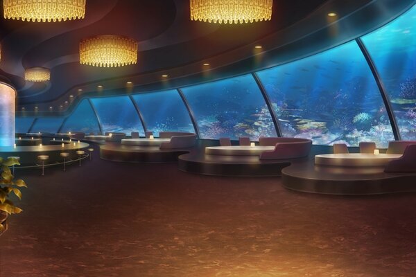 Atmospheric restaurant under water