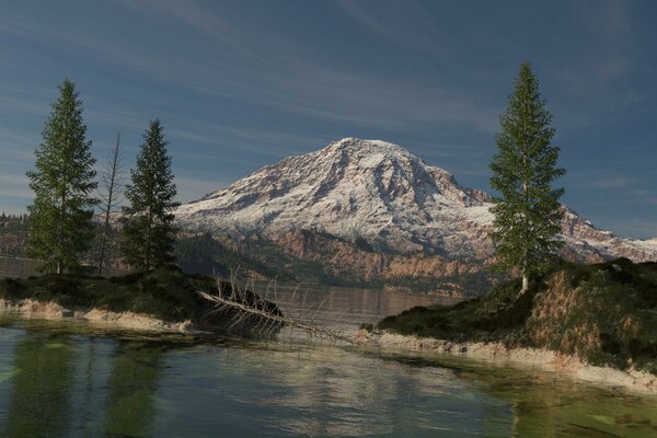 Landscape mountain and lake