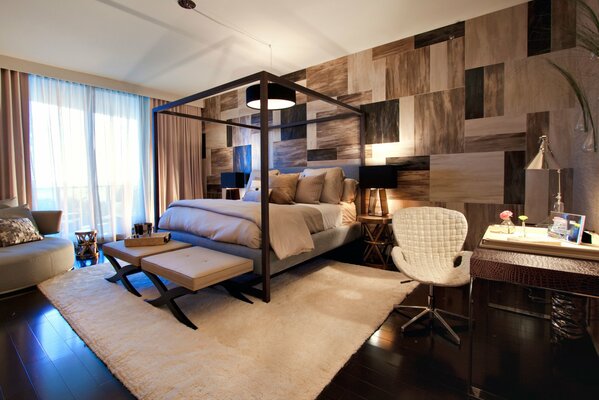 Wallpaper stylish bedroom interior