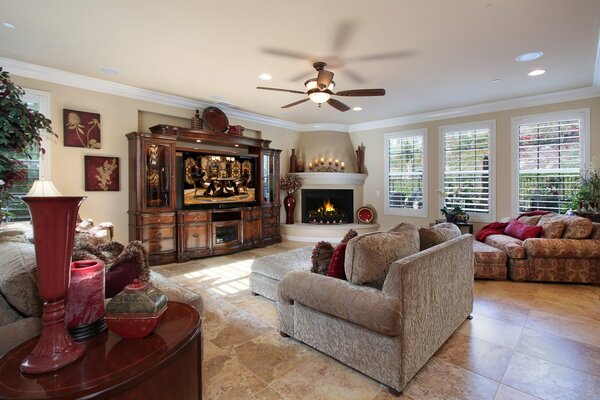 Designer living room with an unusual interior