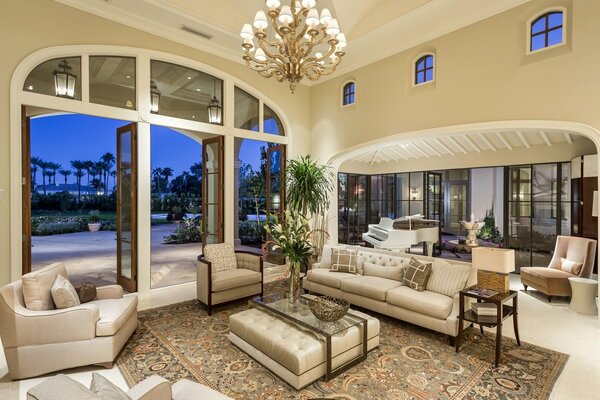 Living room with white furniture and decorations