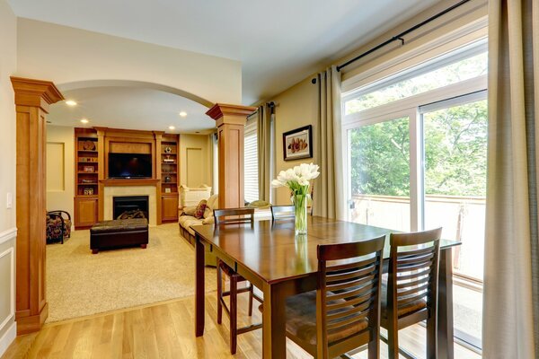 Cozy interior for the living room of the house