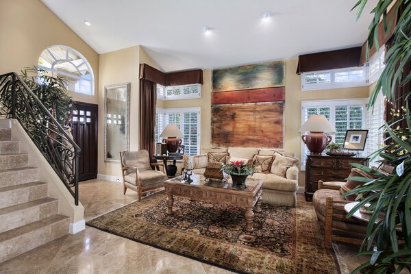 The interior of a modern living room in the house