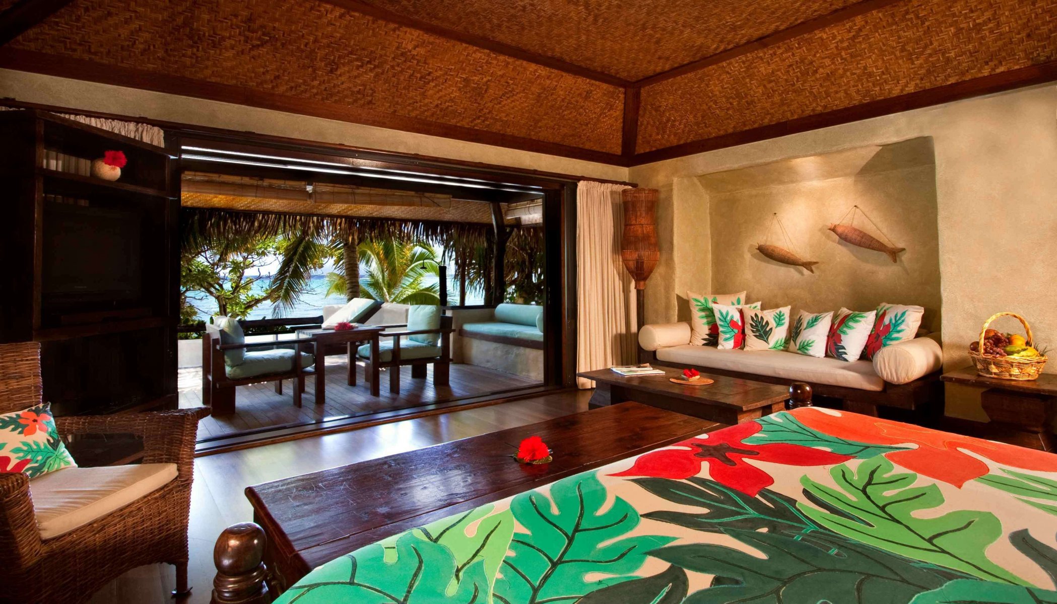 interni stile design hotel bungalow pacific resort aitutaki premium sulla spiaggia di giorno