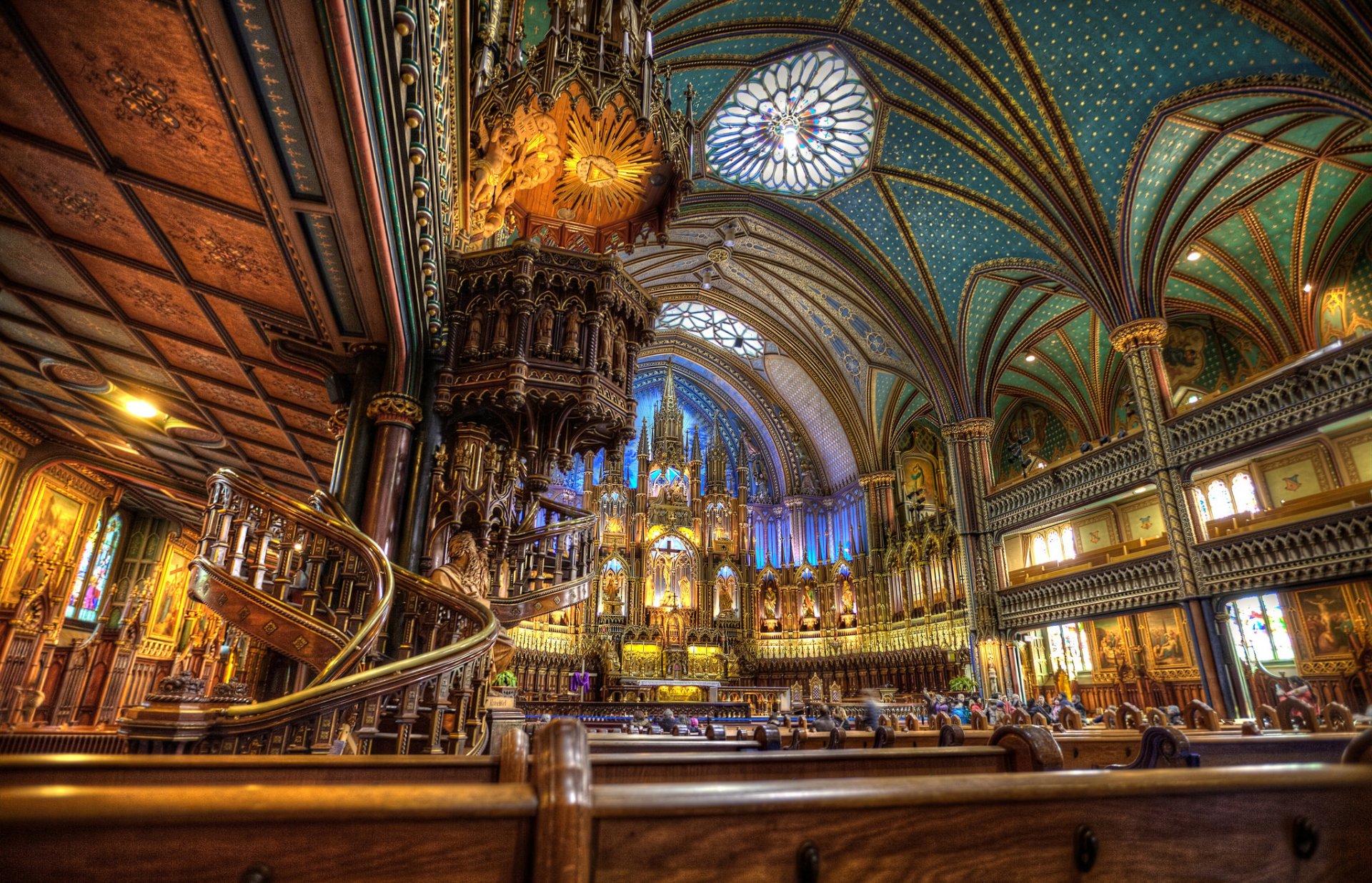 catedral de notre dame de montreal basílica de notre dame de montreal canadá iglesia columna balcón religión púlpito