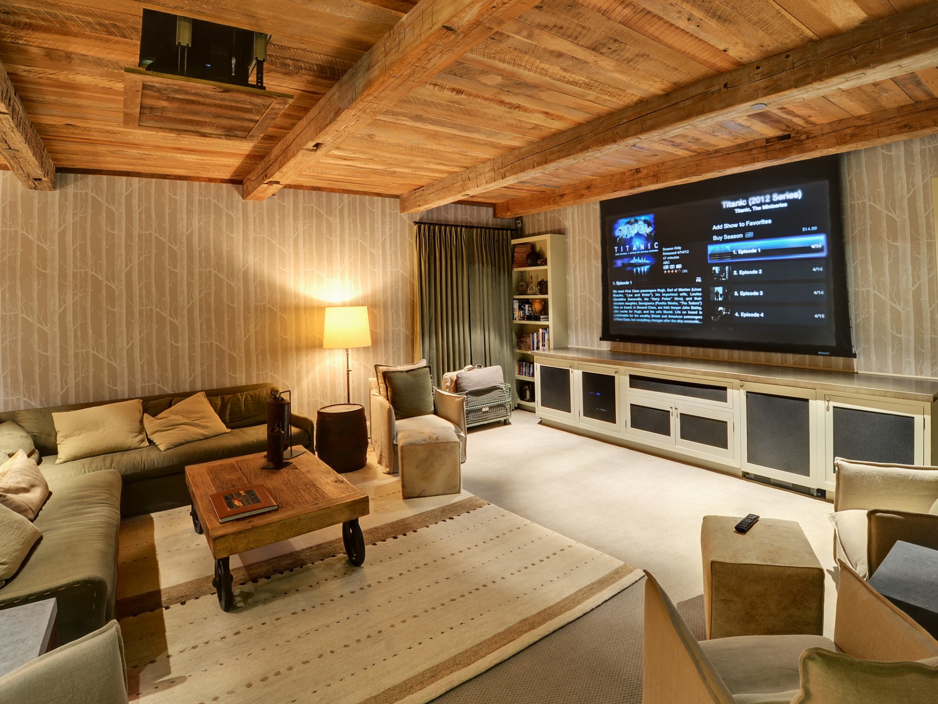 rustic media room home teatre cinema media room