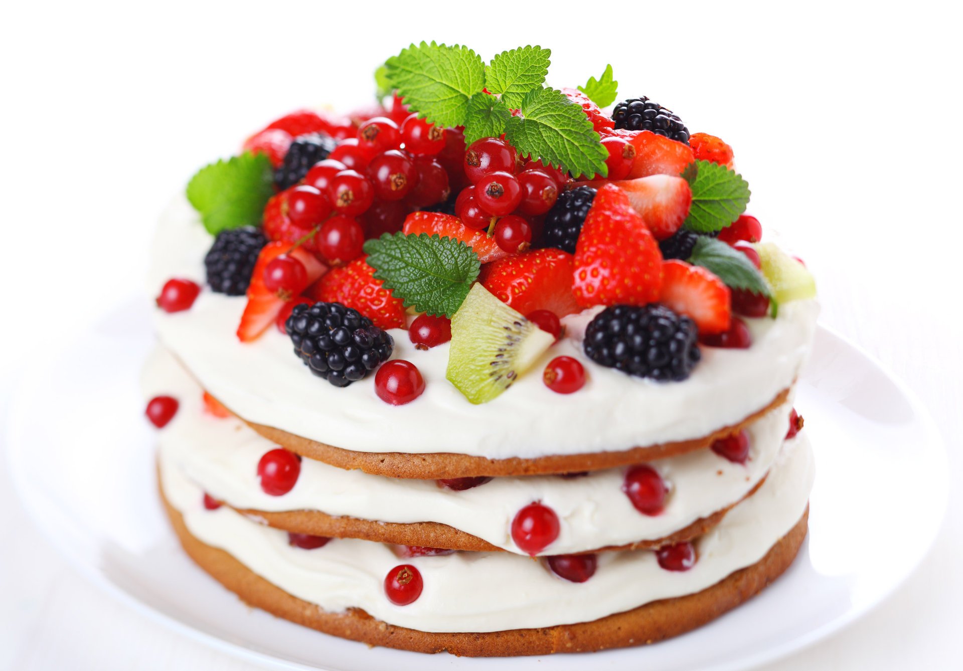 cake cakes dessert berries cream cream sweetness goodies yummy yum-yum kiwi blackberry strawberry mint currant sweet