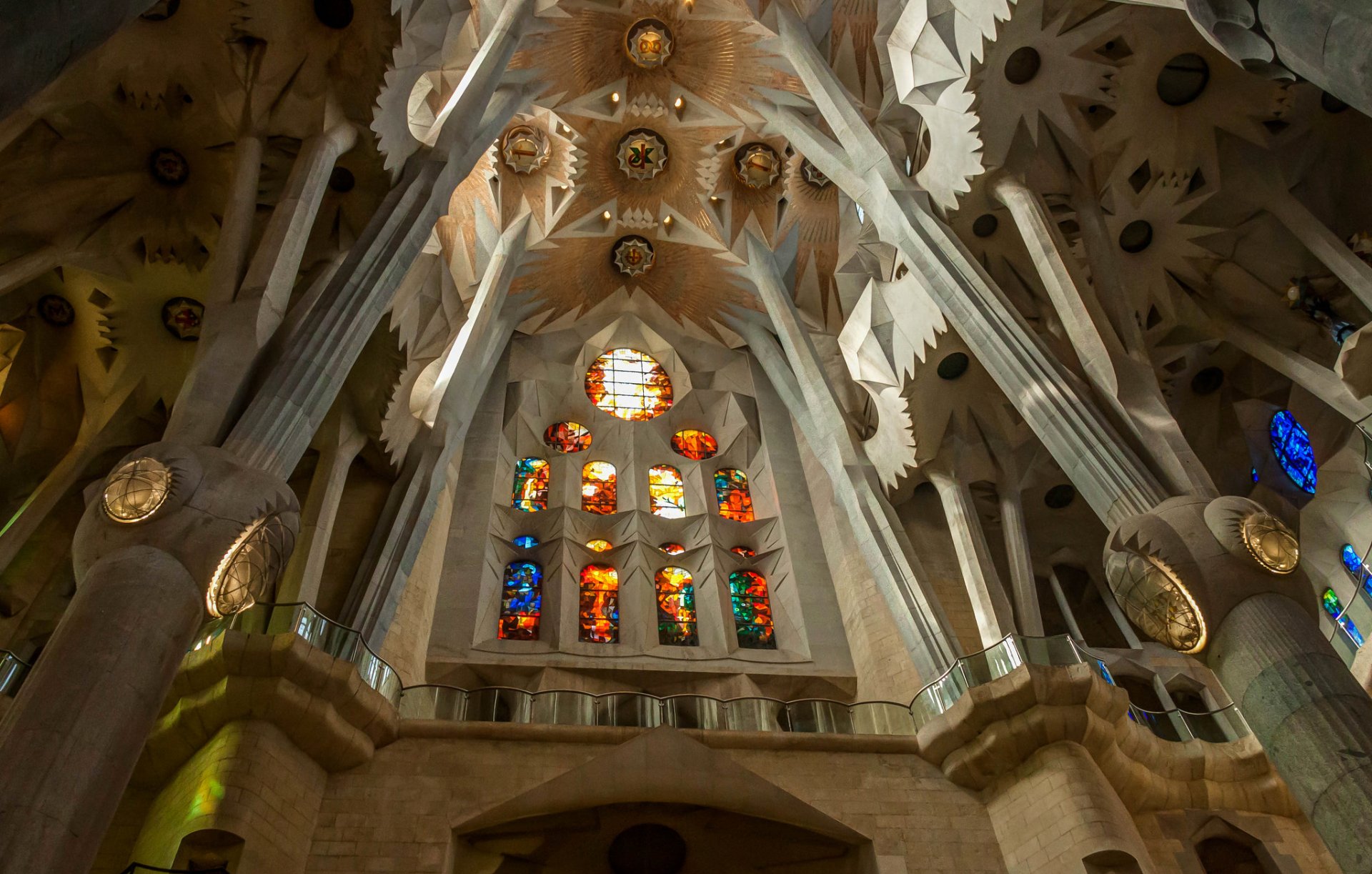 temple of the sagrada familia barcelona spain column stained glass religion