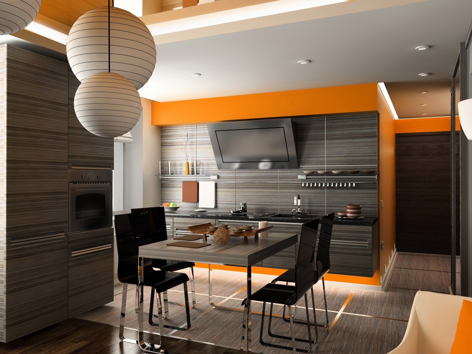 interni cucina design tavolo sedie grafica 3d foto