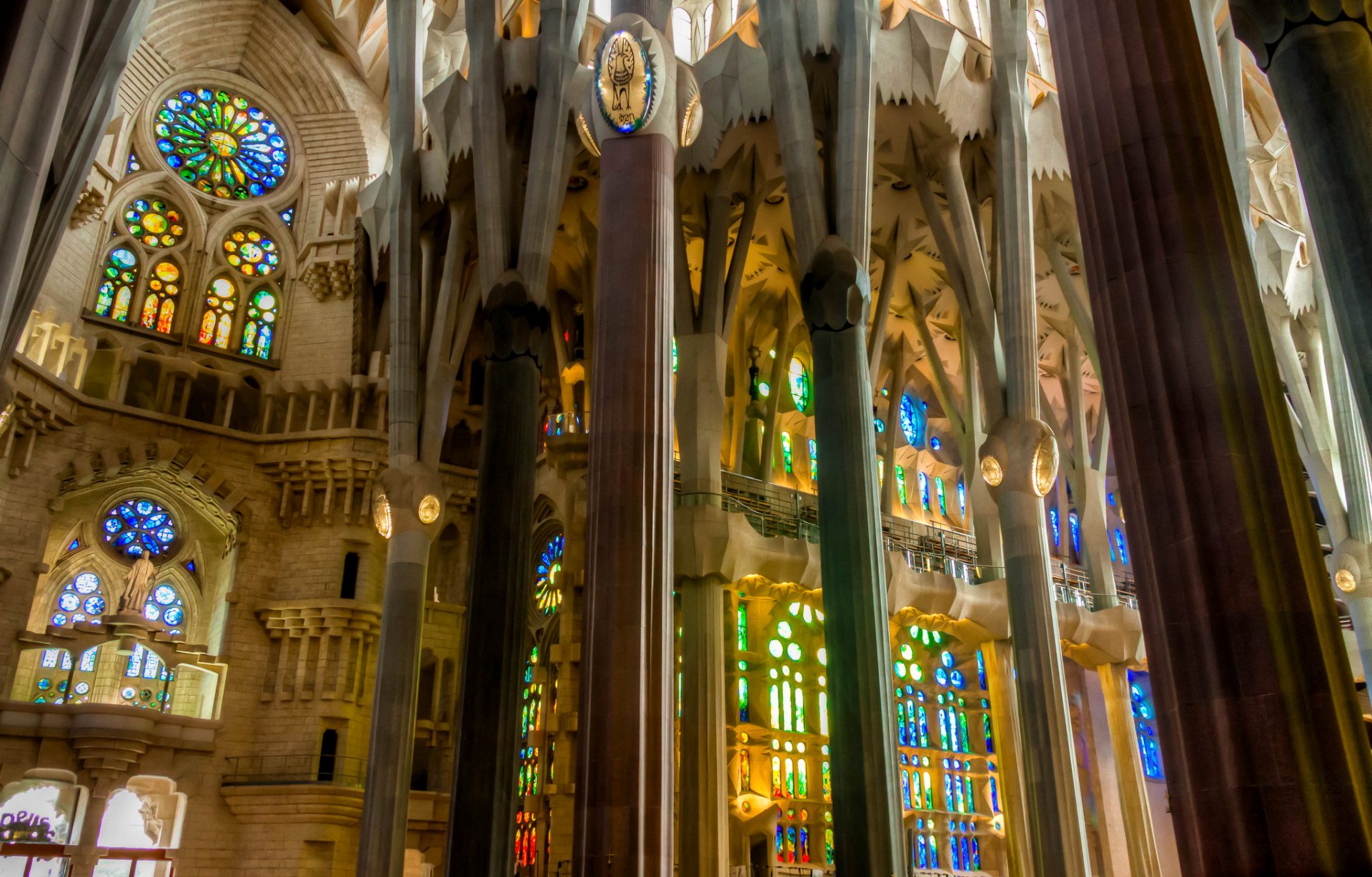 temple of the sagrada familia barcelona spain column stained glass religion