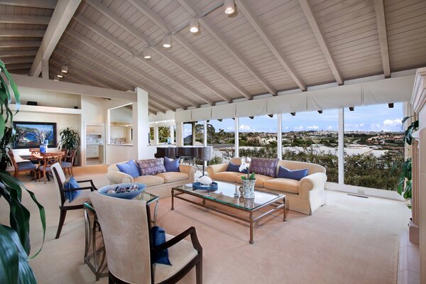 View from the cozy modern living room