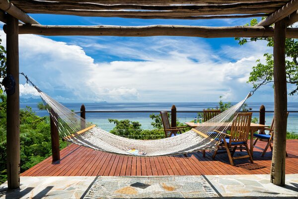 Hammock on the terrace near the ocean