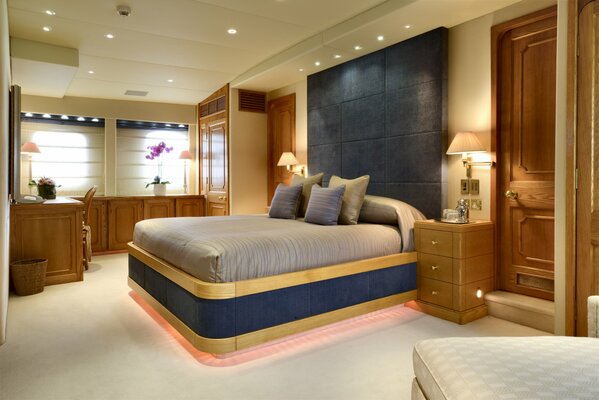 Cozy bedroom with designer interiors
