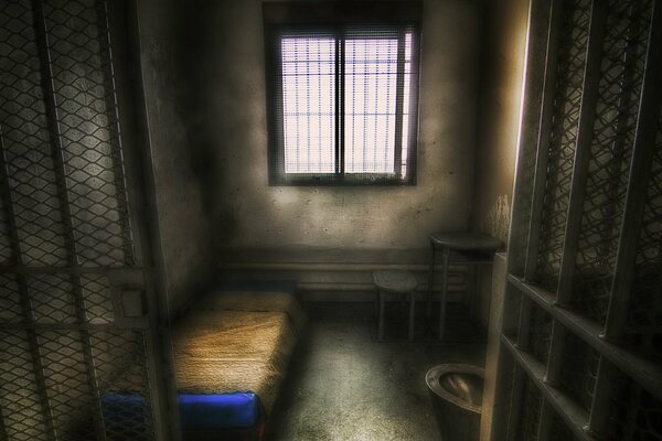 Interior of an open prison cell