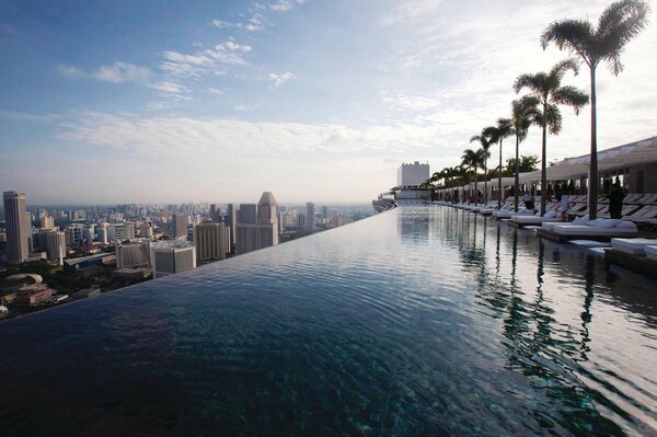 City view from the rooftop pool