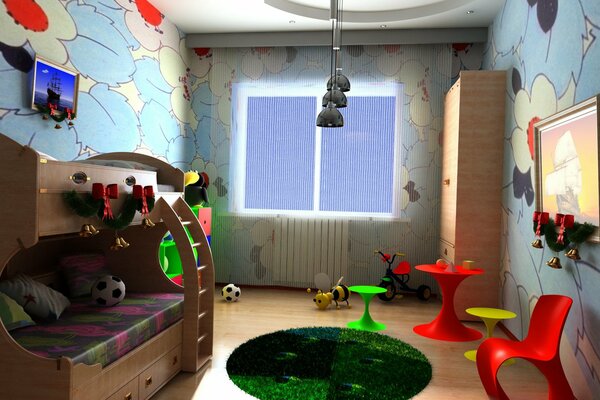 Children s room with a bed and a children s corner