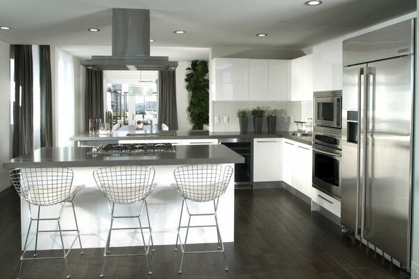 Kitchen interior in gray tones