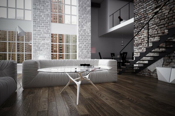 Camera soggiorno in stile loft design