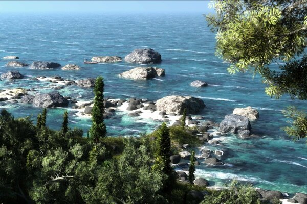 Vista de pájaro del mar