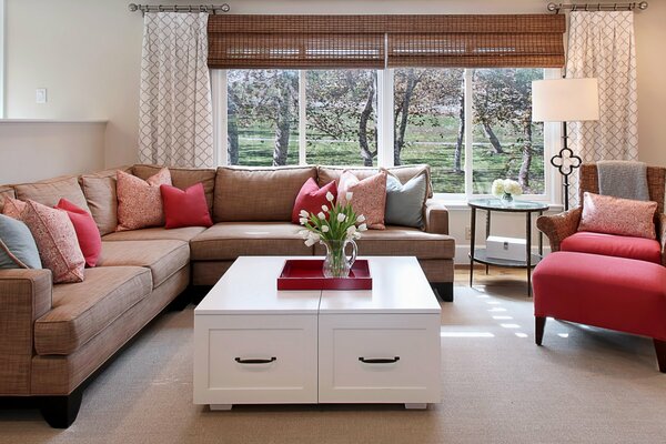 Design of the living room with a great view of the garden