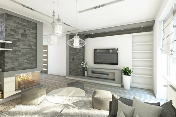 Modern living room design. 3d graphics. photo
