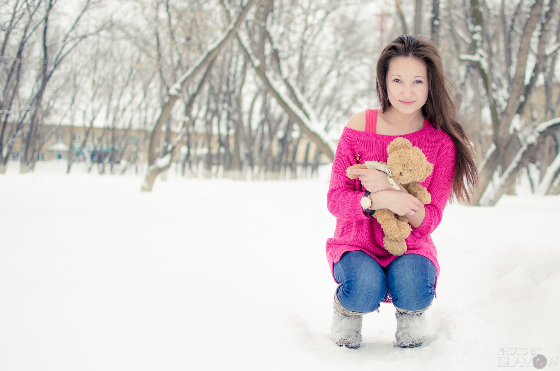 girl bear toy childhood winter teddy bear